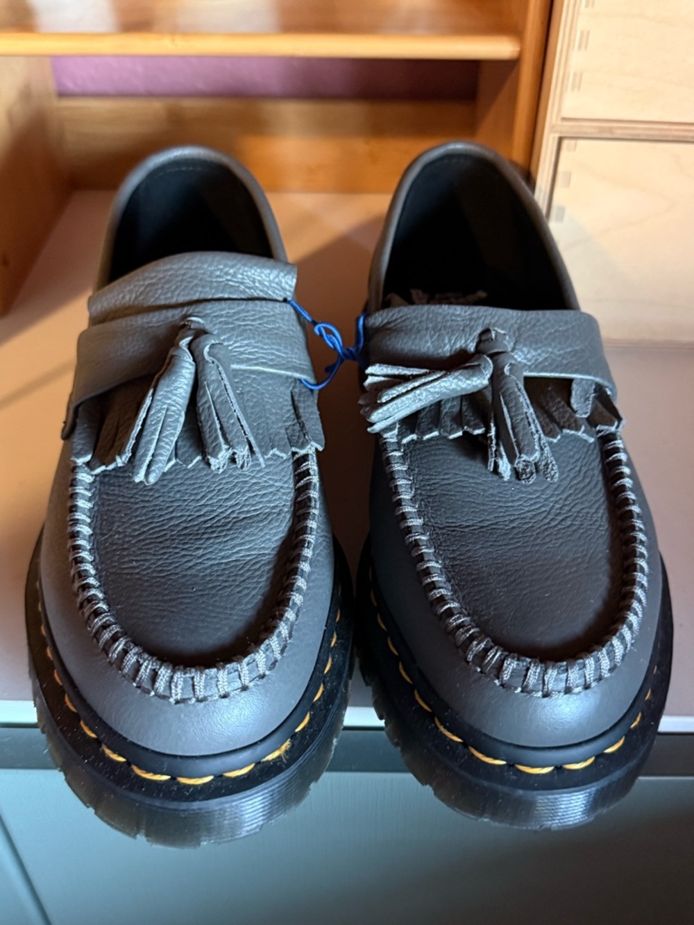 Dr. Martens Gray Tassel Leather Adrian Loafers for Women